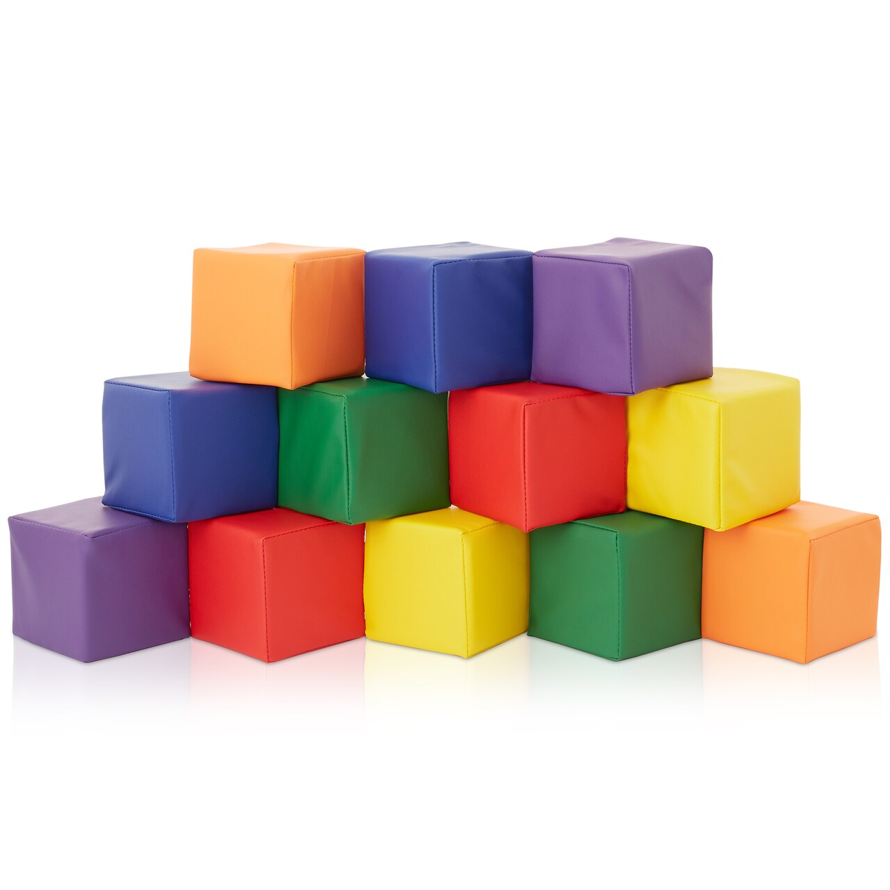 Casafield Toddler Foam Building Blocks (12-Piece Set), 5.5" x 5.5" Soft Play Colorful Kids Stacking Cubes for Daycare, Nursery, Preschool